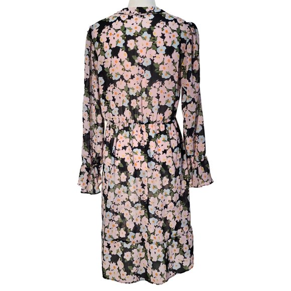 J. Crew Mercantile Sheer Pink Floral-on-Navy Dress - Picture 4 of 10
